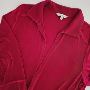 Travelsmith‎ Women's Burgundy Long Sleeve Collared Cardigan Top LP